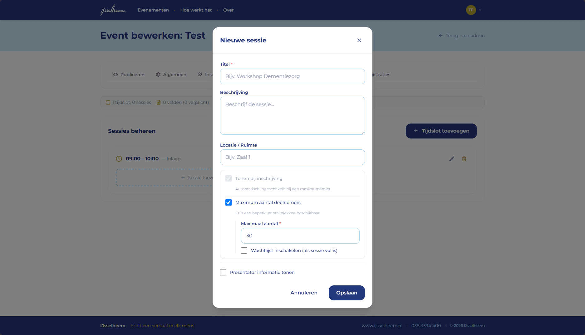 Schermafbeelding 9 van Inschrijf tool voor events